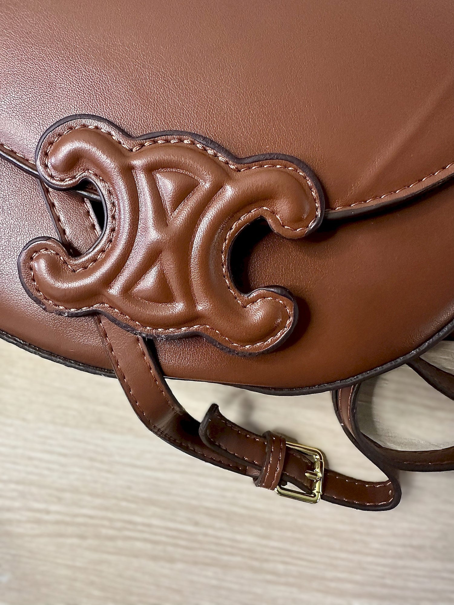 Celine Coffee Brown Besace Shoulder Bag With Calfskin Leather