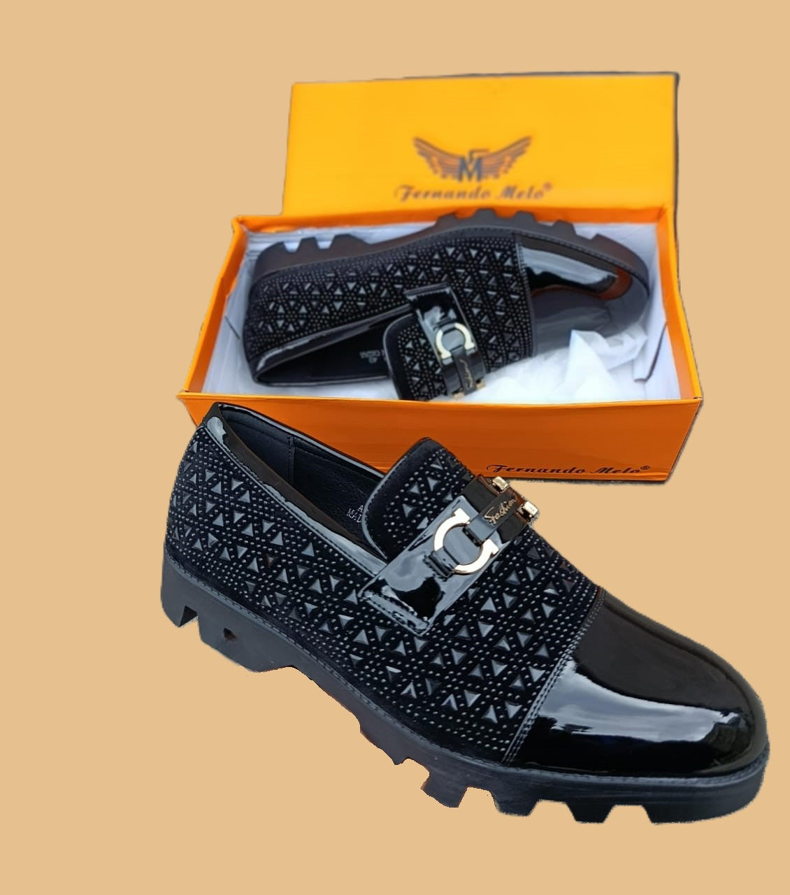 fernando melo loafers with a buckle accent & studded detailing