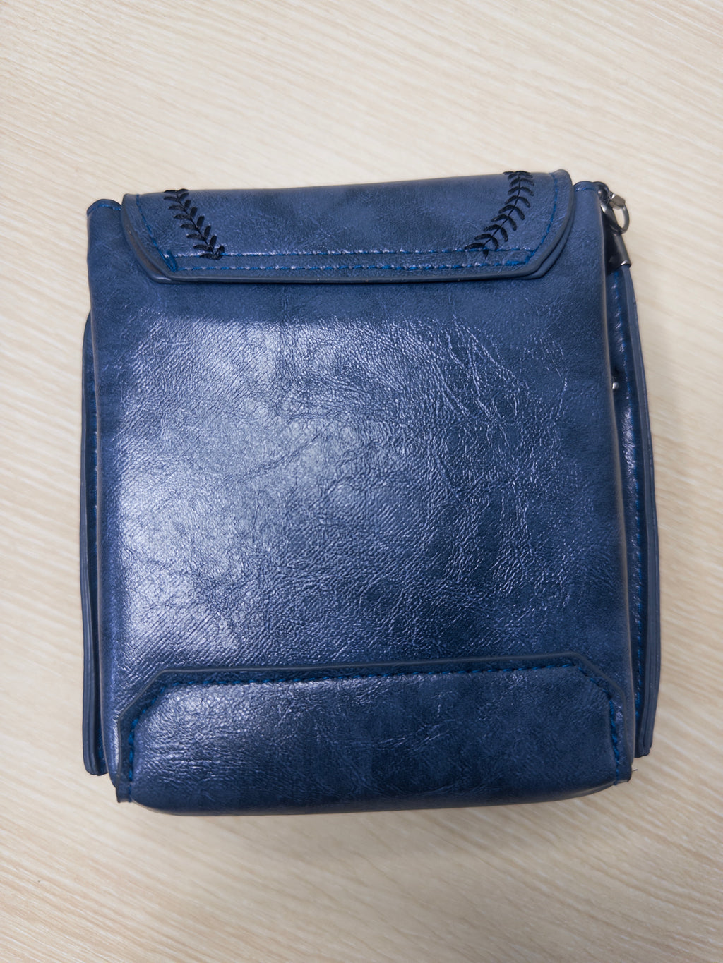 Navy Blue Faux Leather Crossbody Bag