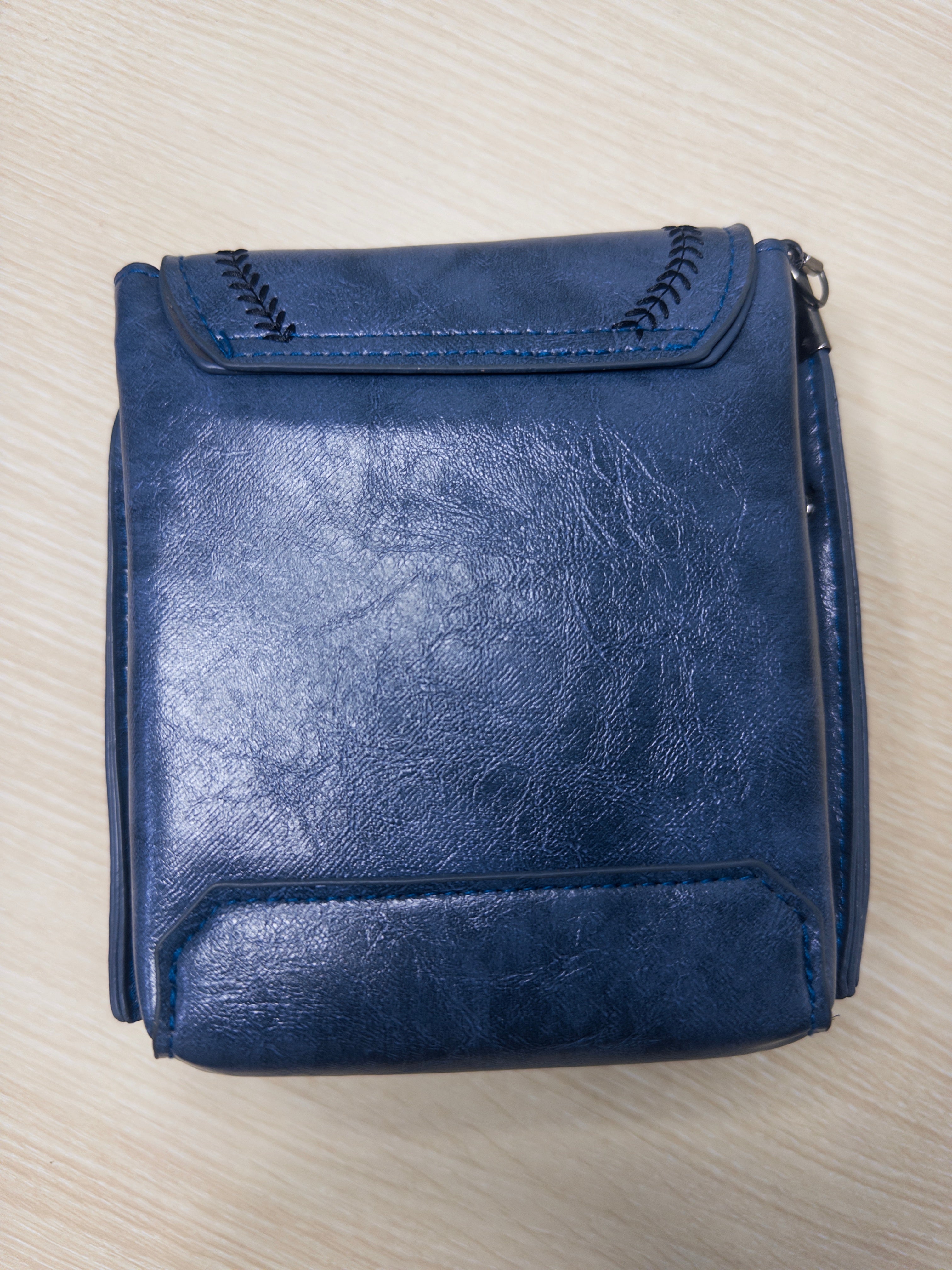 Navy Blue Faux Leather Crossbody Bag