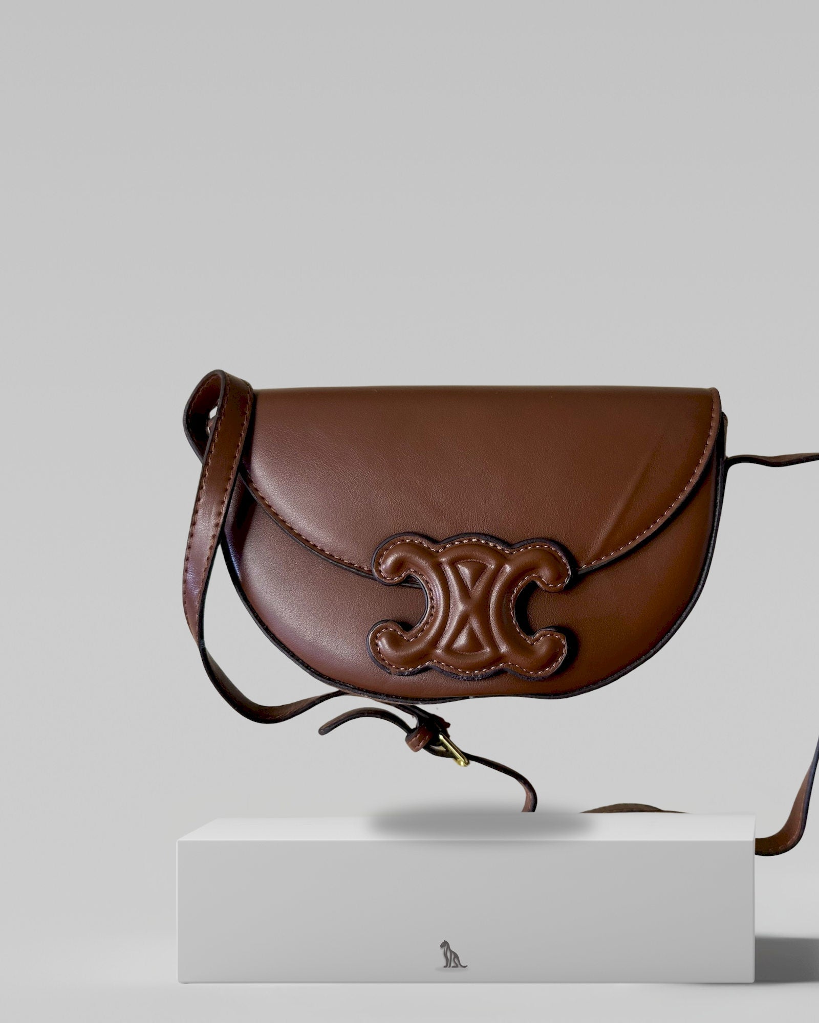 Celine Coffee Brown Besace Shoulder Bag With Calfskin Leather