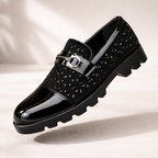 fernando melo loafers with a buckle accent & studded detailing
