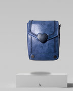 Navy Blue Faux Leather Crossbody Bag