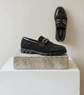 fernando melo loafers with a buckle accent & studded detailing
